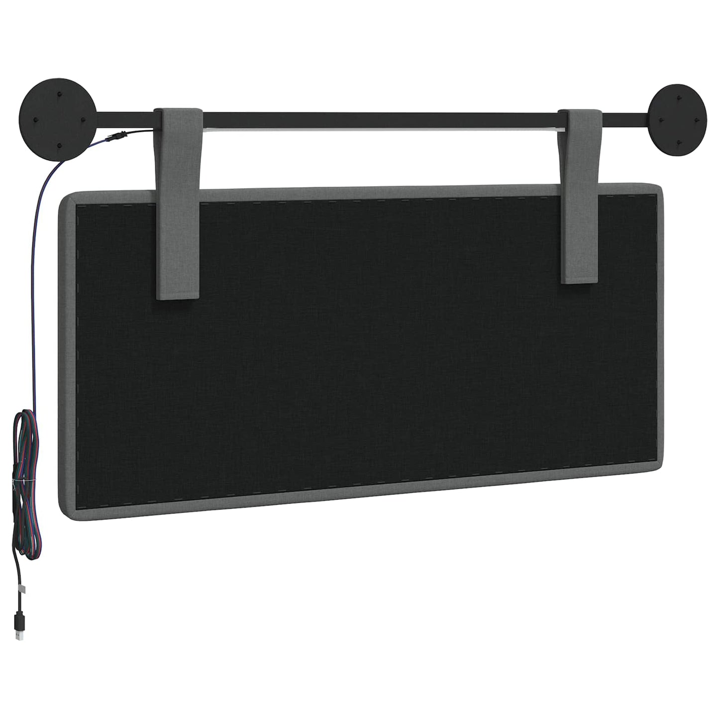 Hangend hoofdbord Met LED-verlichting Donkergrijs Stof