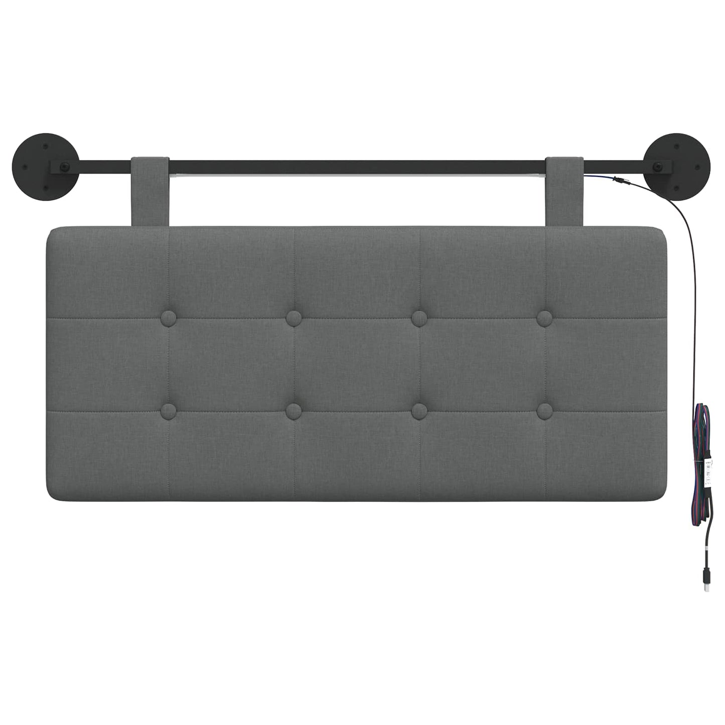 Hangend hoofdbord Met LED-verlichting Donkergrijs Stof