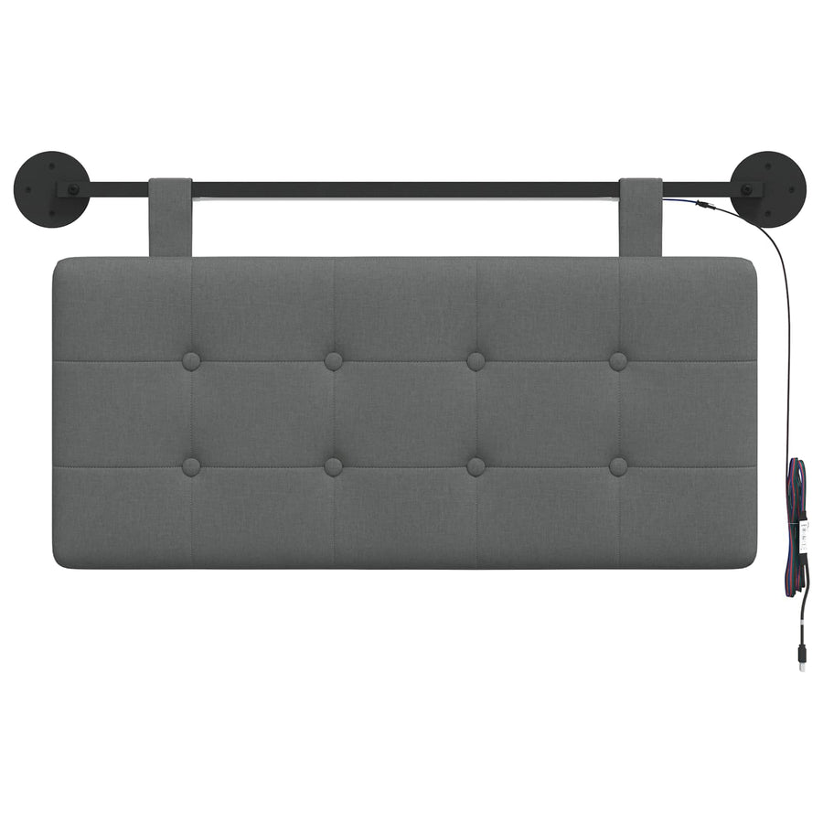 Hangend hoofdbord Met LED-verlichting Donkergrijs Stof