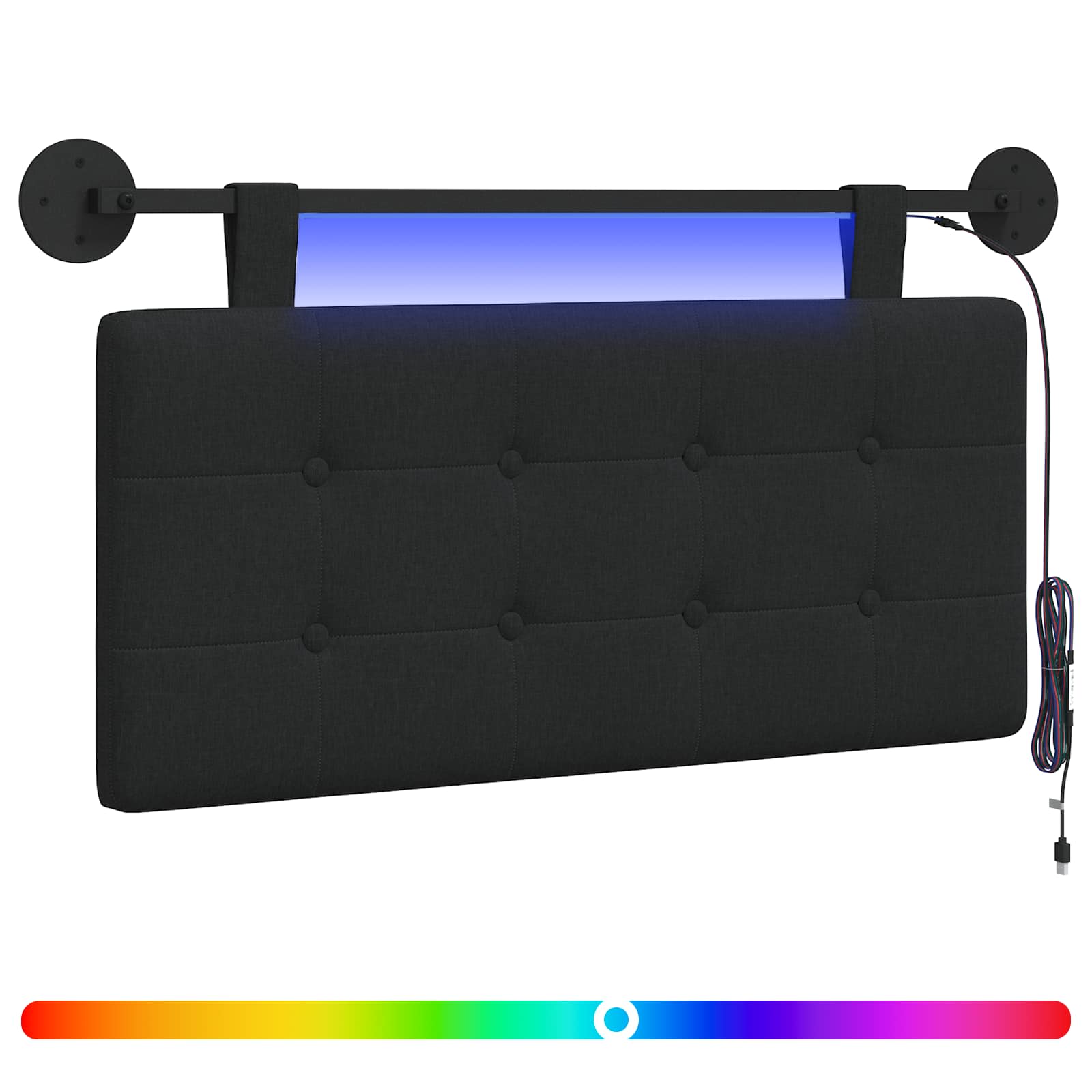 Hangend hoofdbord Met LED-verlichting Zwart Stof
