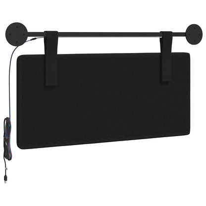 Hangend hoofdbord Met LED-verlichting Zwart Stof