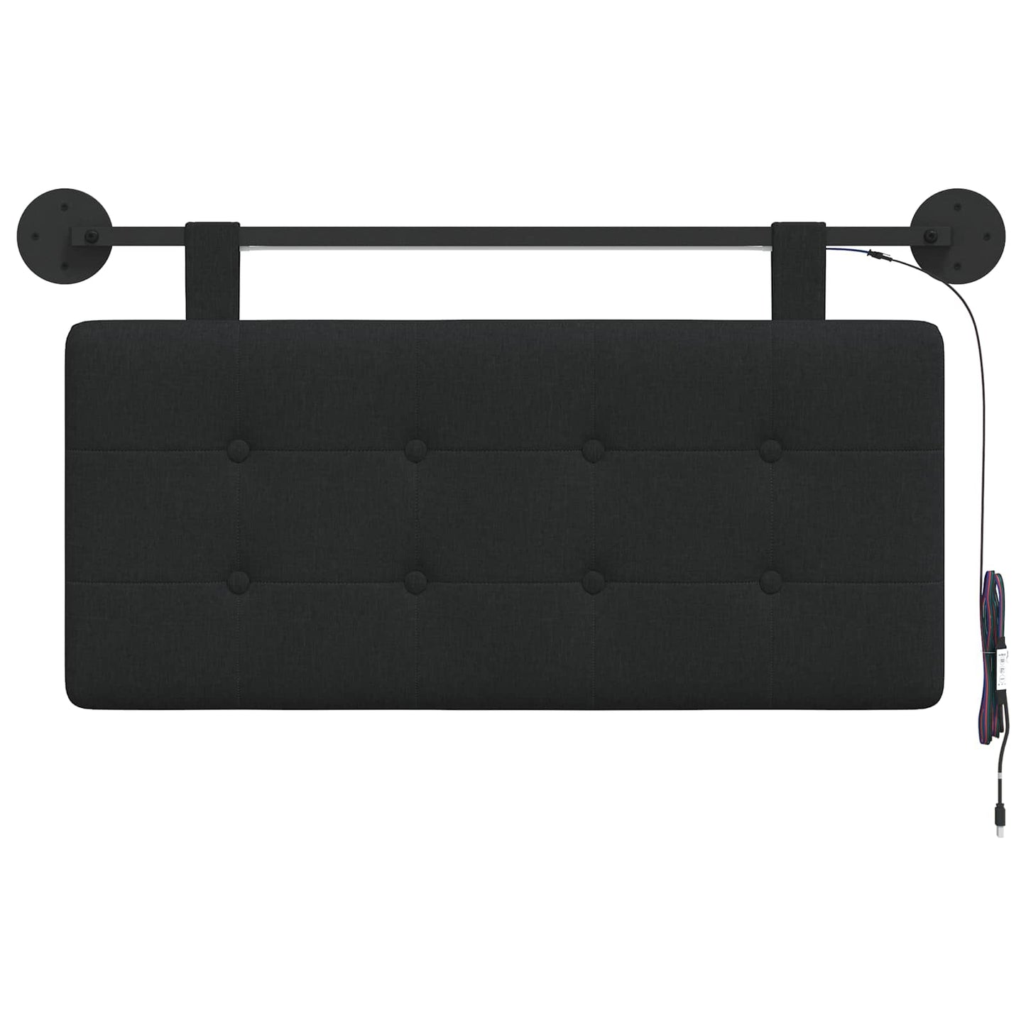 Hangend hoofdbord Met LED-verlichting Zwart Stof