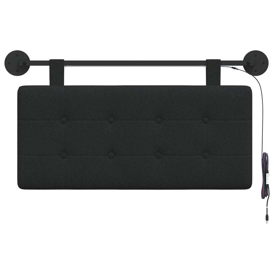 Hangend hoofdbord Met LED-verlichting Zwart Stof