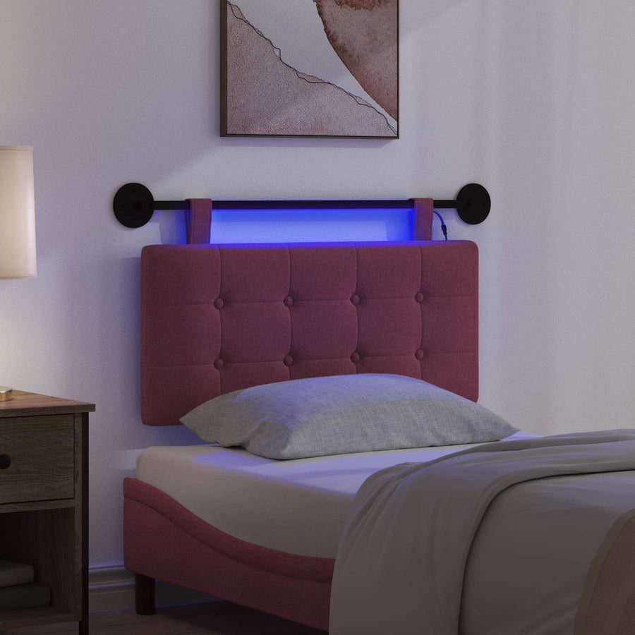 Hangend hoofdbord Met LED-verlichting Wijnrood Stof