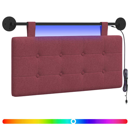Hangend hoofdbord Met LED-verlichting Wijnrood Stof