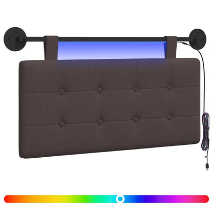 Hangend hoofdbord Met LED-verlichting Donkerbruin Stof