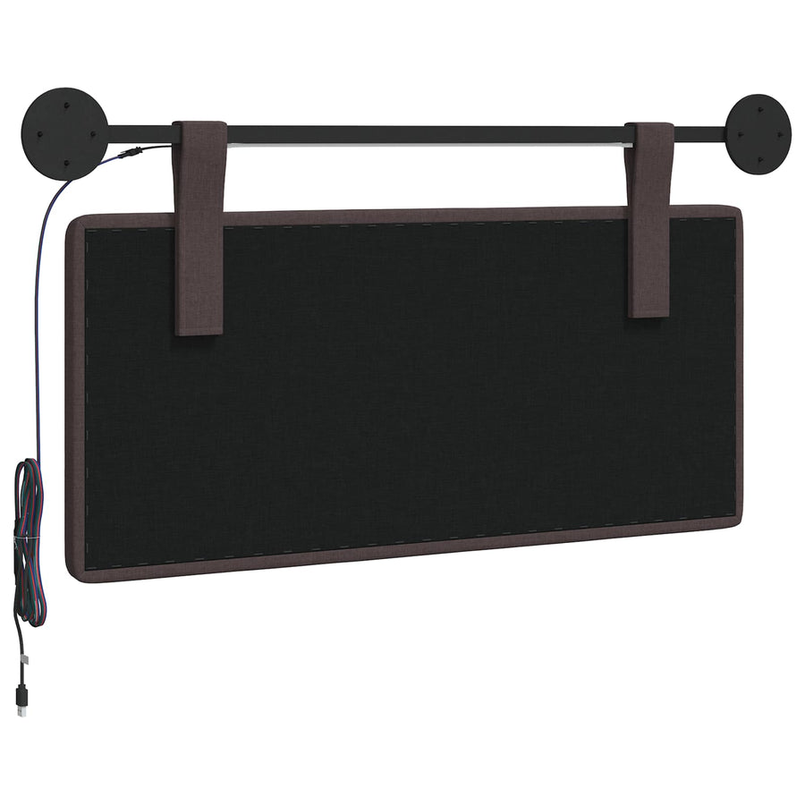 Hangend hoofdbord Met LED-verlichting Donkerbruin Stof