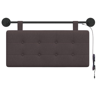 Hangend hoofdbord Met LED-verlichting Donkerbruin Stof