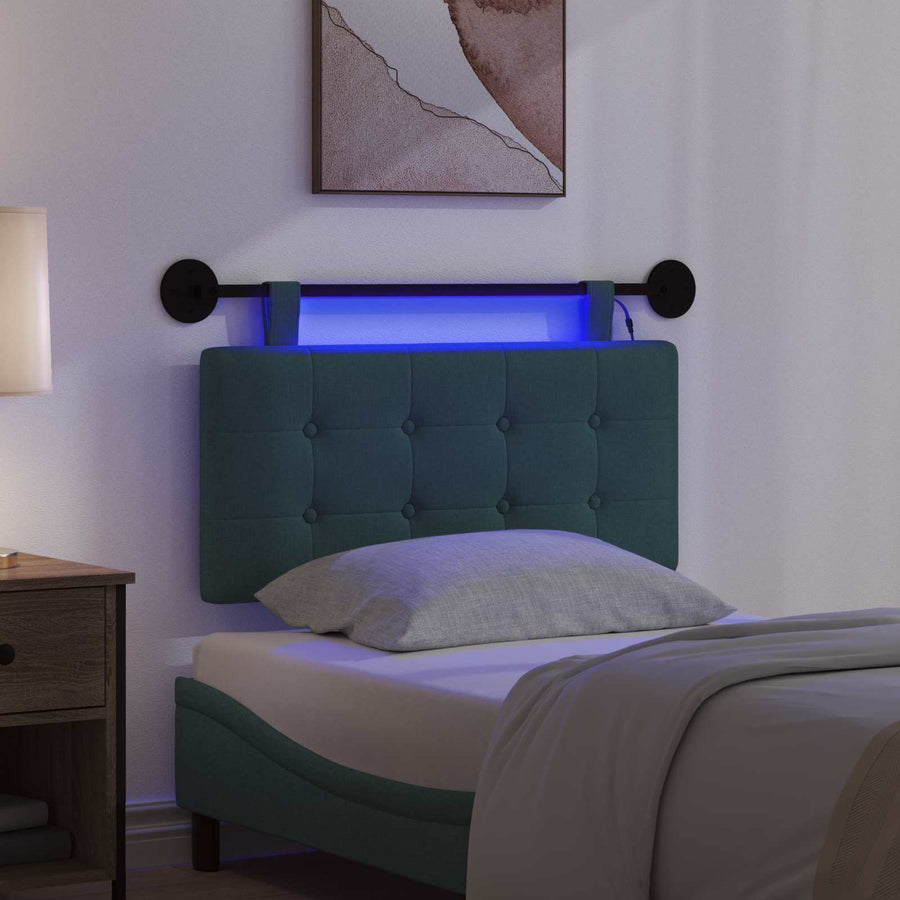 Hangend hoofdbord Met LED-verlichting Donkergroen Stof