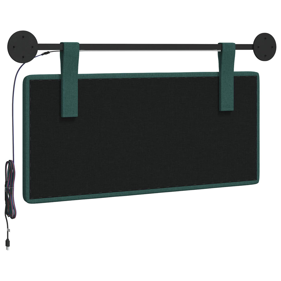 Hangend hoofdbord Met LED-verlichting Donkergroen Stof