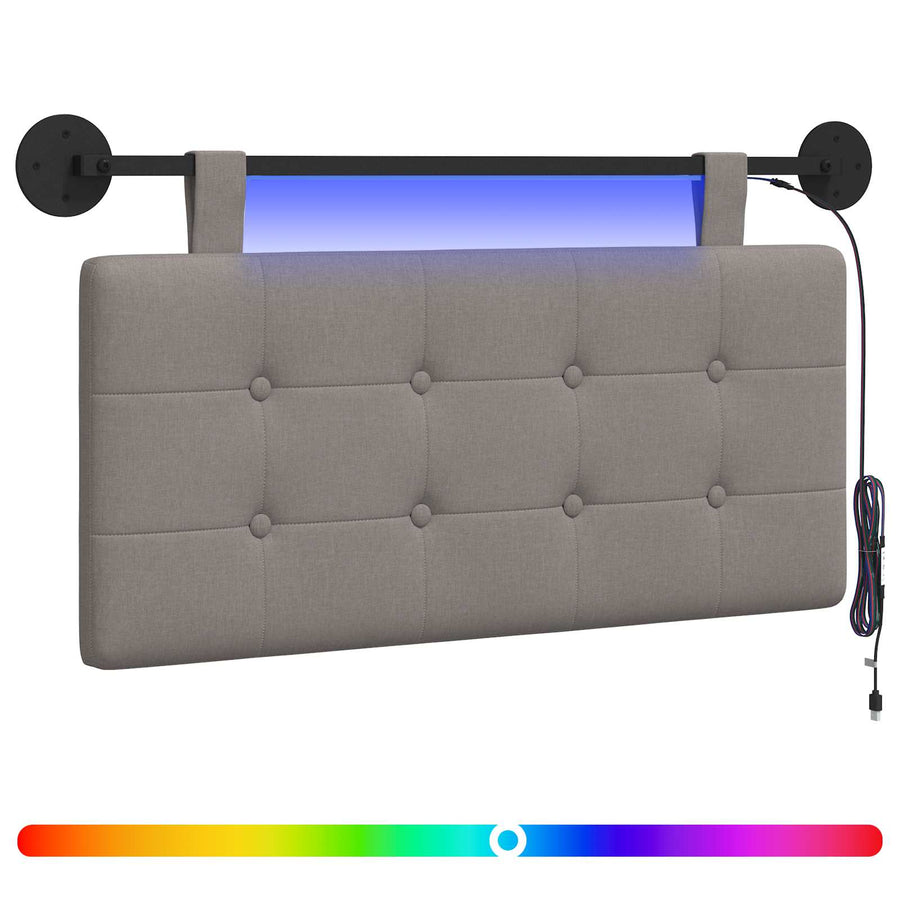 Hangend hoofdbord Met LED-verlichting Taupe Stof