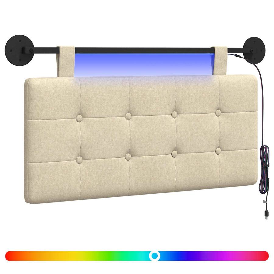 Hangend hoofdbord Met LED-verlichting Crèmekleurig Stof