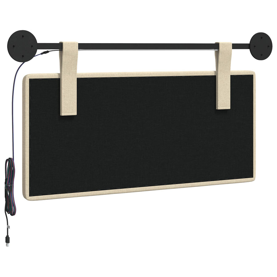 Hangend hoofdbord Met LED-verlichting Crèmekleurig Stof