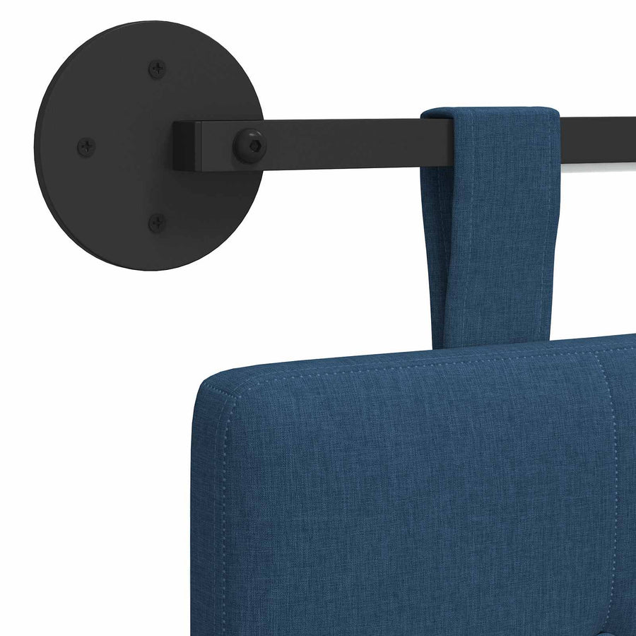 Hangend hoofdbord Met LED-verlichting Blauw Stof