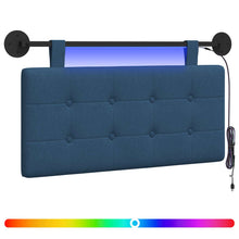 Hangend hoofdbord Met LED-verlichting Blauw Stof