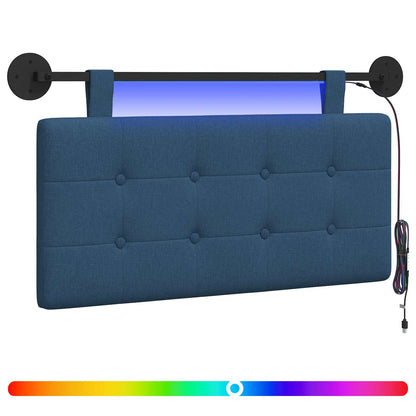 Hangend hoofdbord Met LED-verlichting Blauw Stof