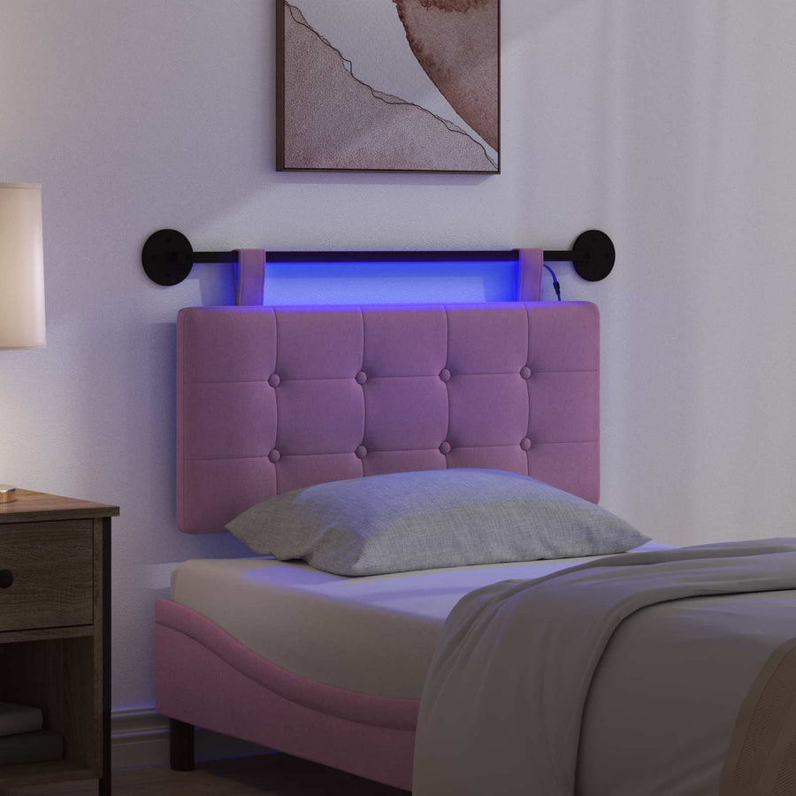 Hangend hoofdbord Met LED-verlichting Roze Stof