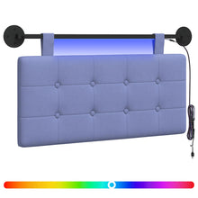 Hangend hoofdbord Met LED-verlichting Jeans Blauw Stof