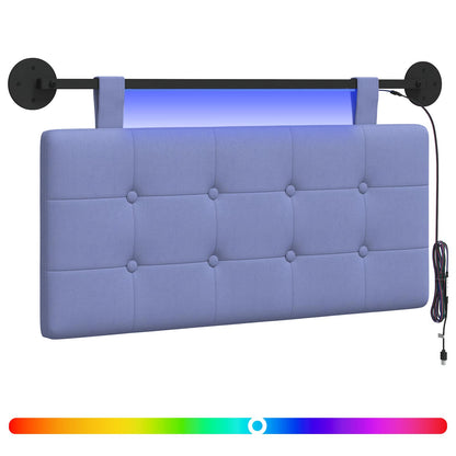 Hangend hoofdbord Met LED-verlichting Jeans Blauw Stof