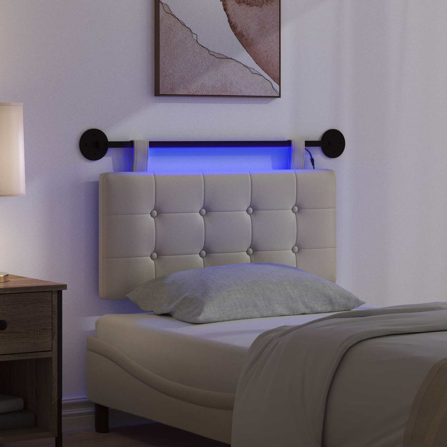 Hangend hoofdbord Met LED-verlichting Crèmekleurig Kunstleer