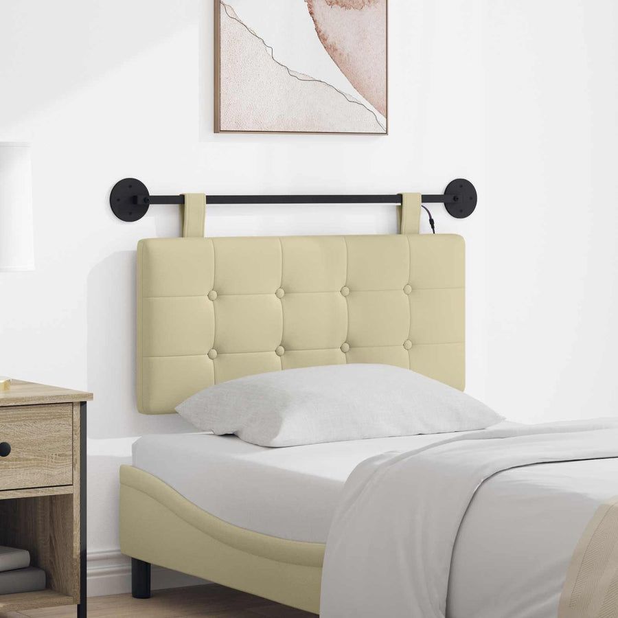 Hangend hoofdbord Met LED-verlichting Crèmekleurig Kunstleer