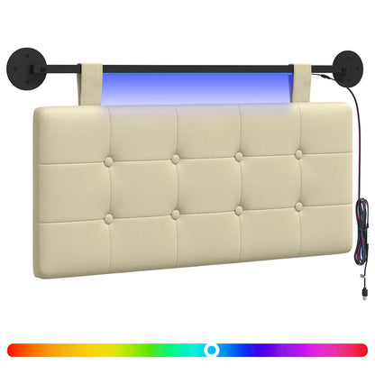 Hangend hoofdbord Met LED-verlichting Crèmekleurig Kunstleer