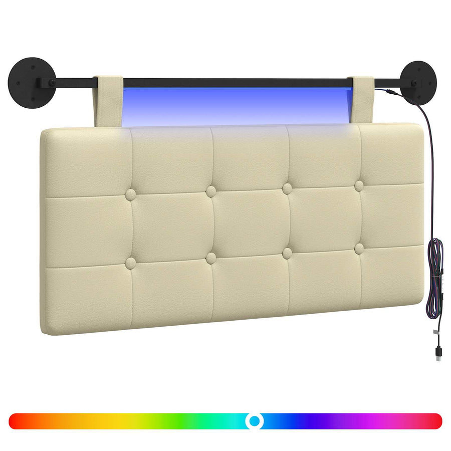 Hangend hoofdbord Met LED-verlichting Crèmekleurig Kunstleer