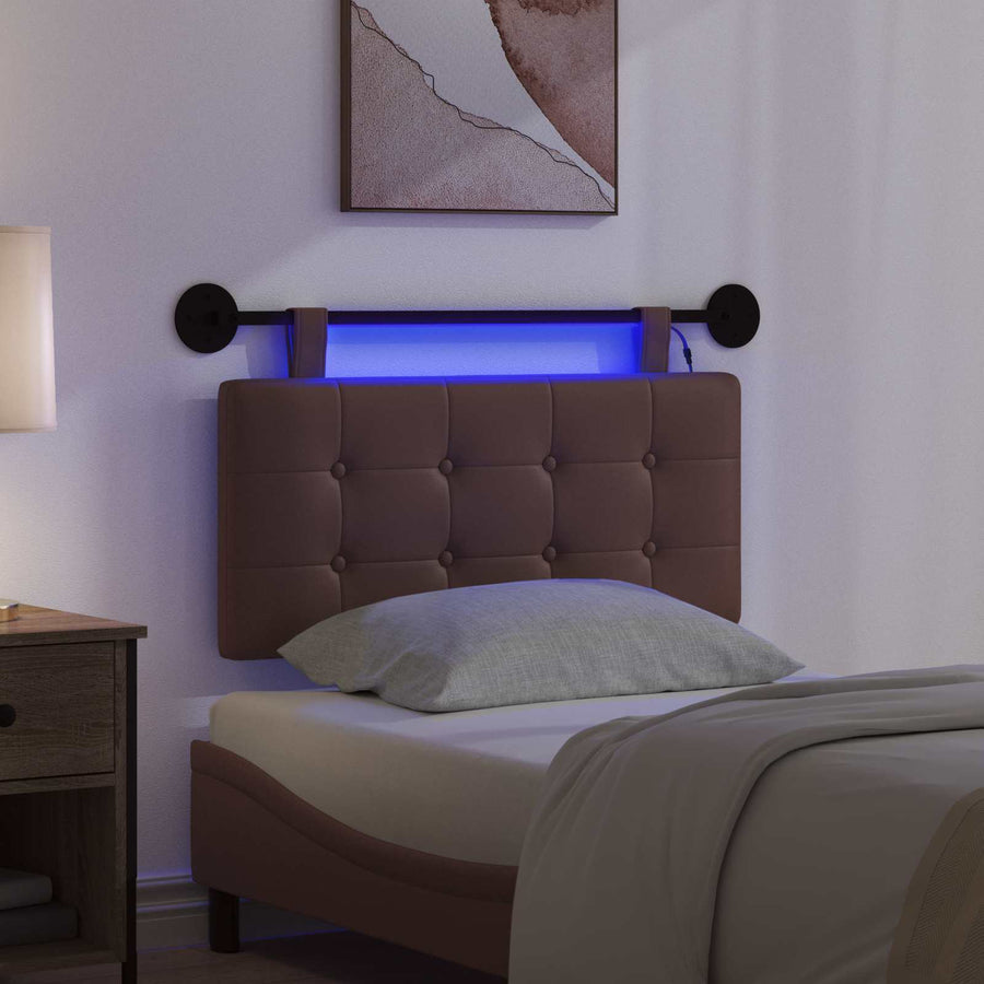 Hangend hoofdbord Met LED-verlichting Bruin Kunstleer