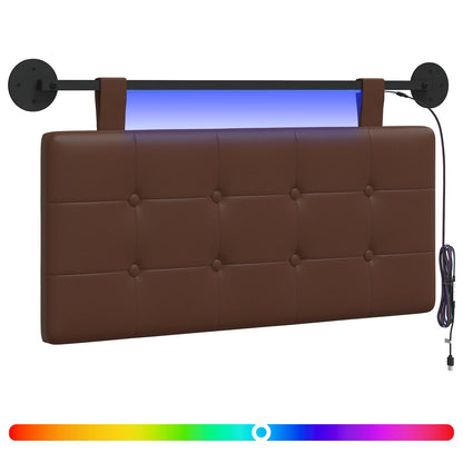 Hangend hoofdbord Met LED-verlichting Bruin Kunstleer