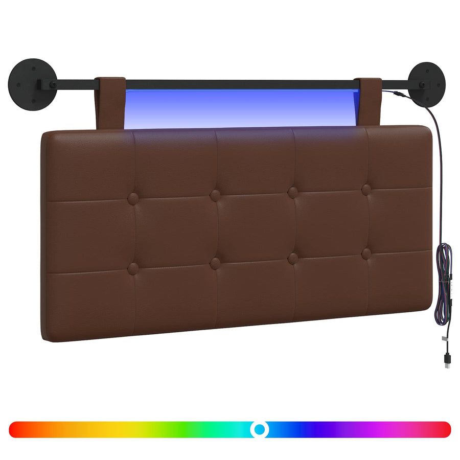 Hangend hoofdbord Met LED-verlichting Bruin Kunstleer