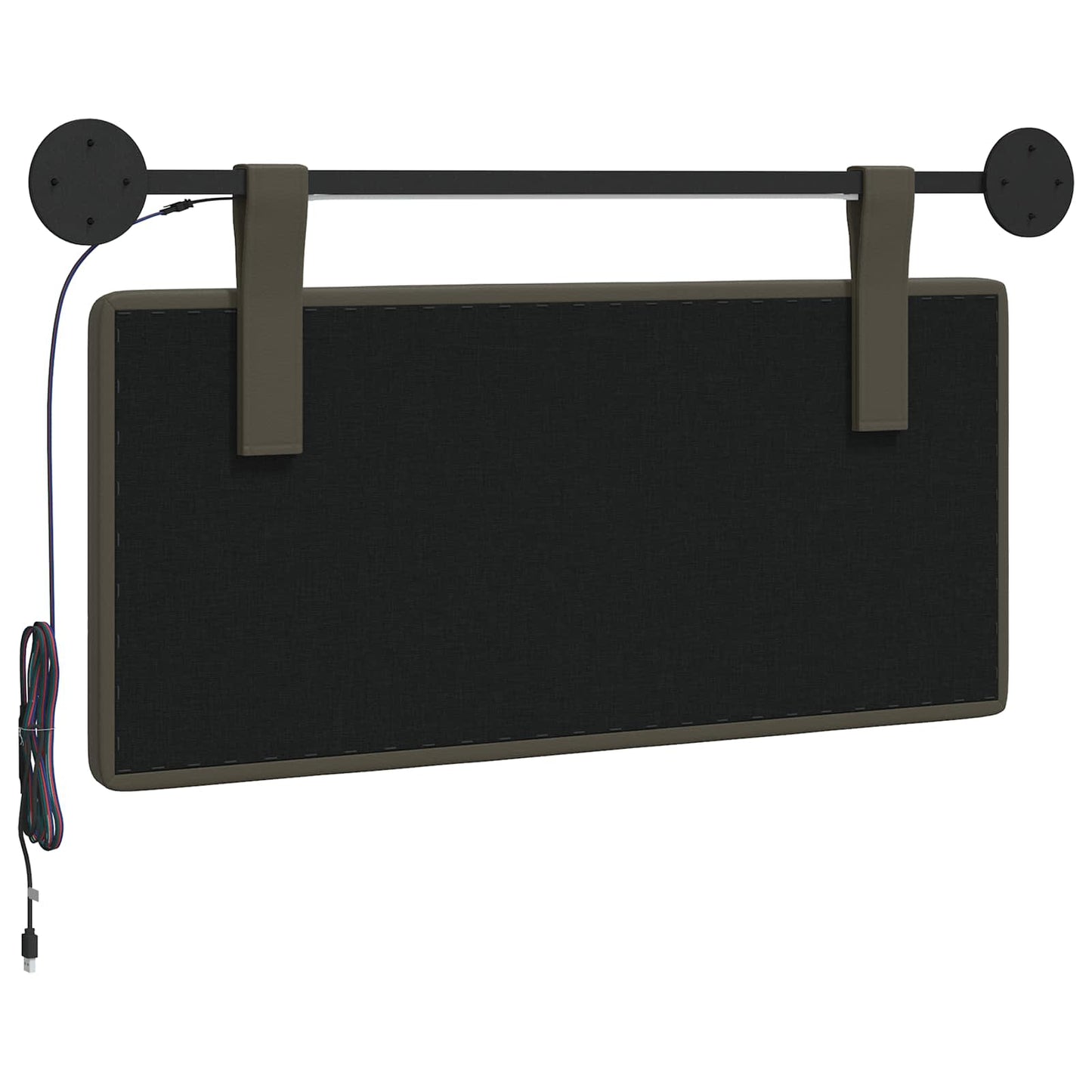 Hangend hoofdbord Met LED-verlichting Grijs Kunstleer