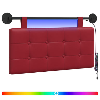 Hangend hoofdbord Met LED-verlichting Wijnrood Kunstleer