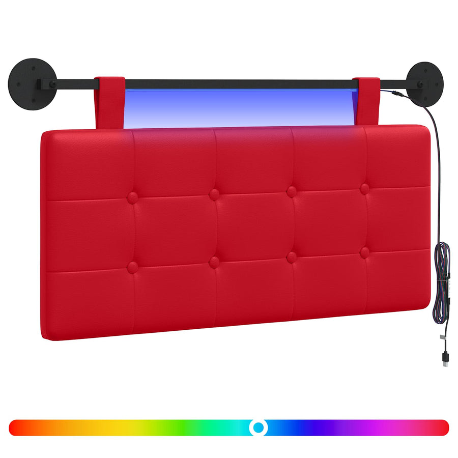 Hangend hoofdbord Met LED-verlichting Rood Kunstleer