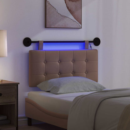 Hangend hoofdbord Met LED-verlichting Cappuccino Kunstleer