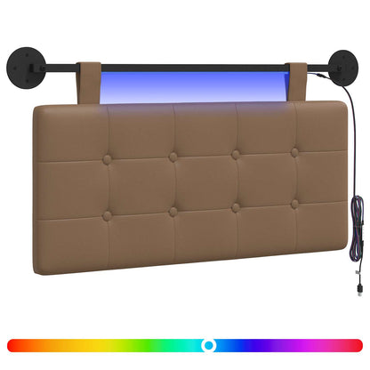 Hangend hoofdbord Met LED-verlichting Cappuccino Kunstleer