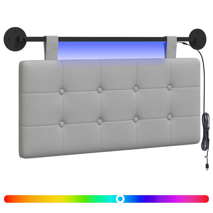 Hangend hoofdbord Met LED-verlichting Wolkengrijs Stof