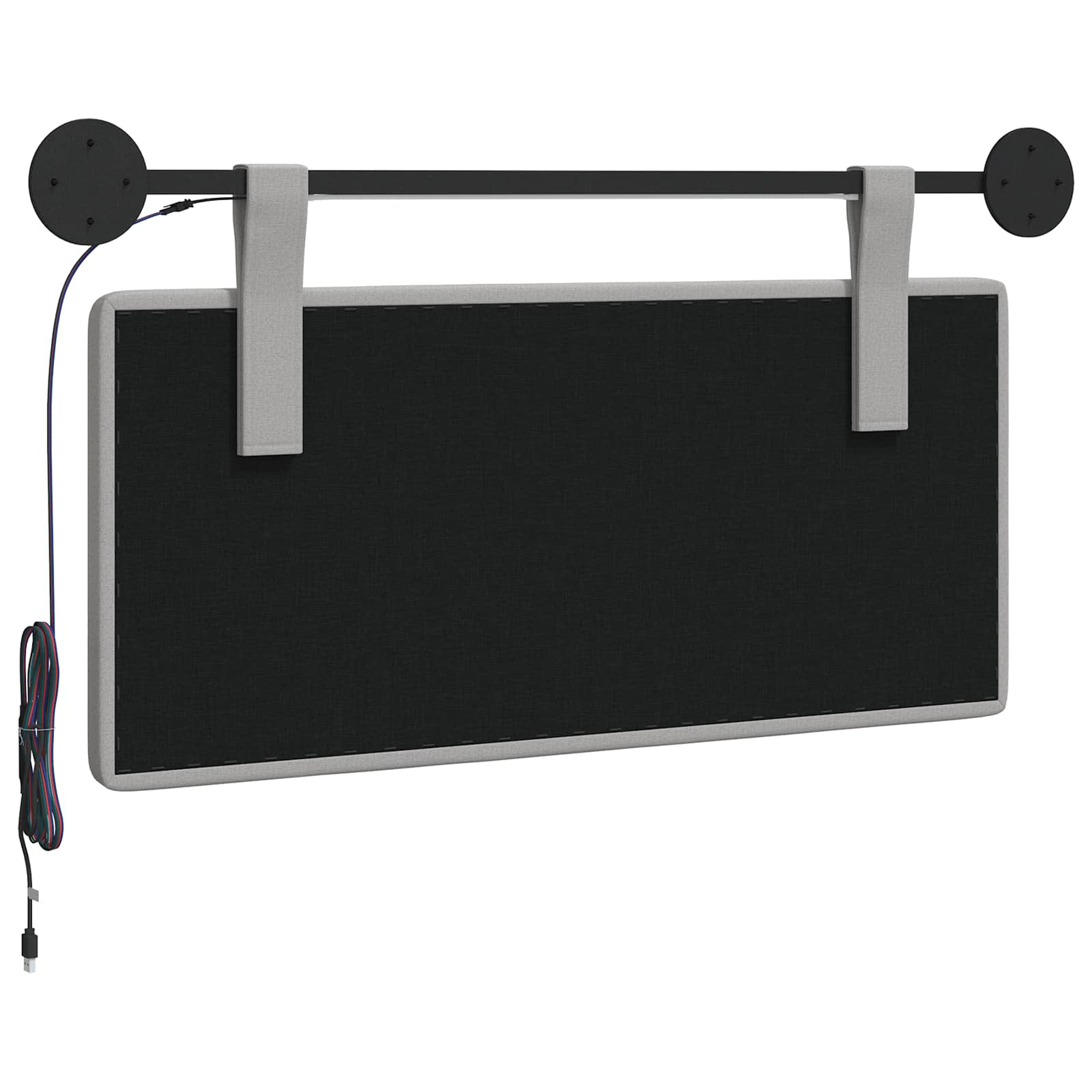 Hangend hoofdbord Met LED-verlichting Wolkengrijs Stof