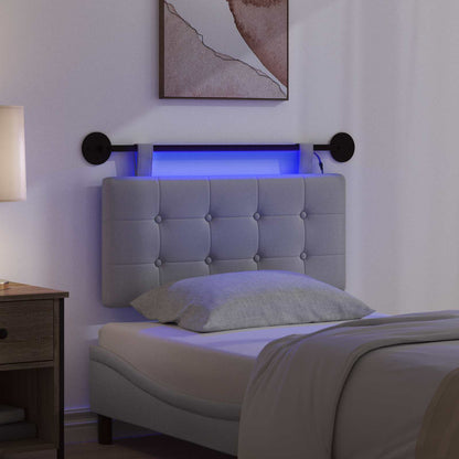 Hangend hoofdbord Met LED-verlichting Lichtgrijs Stof