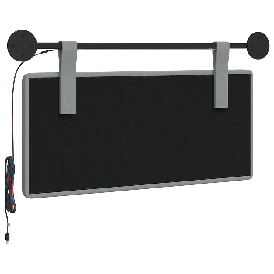 Hangend hoofdbord Met LED-verlichting Lichtgrijs Stof