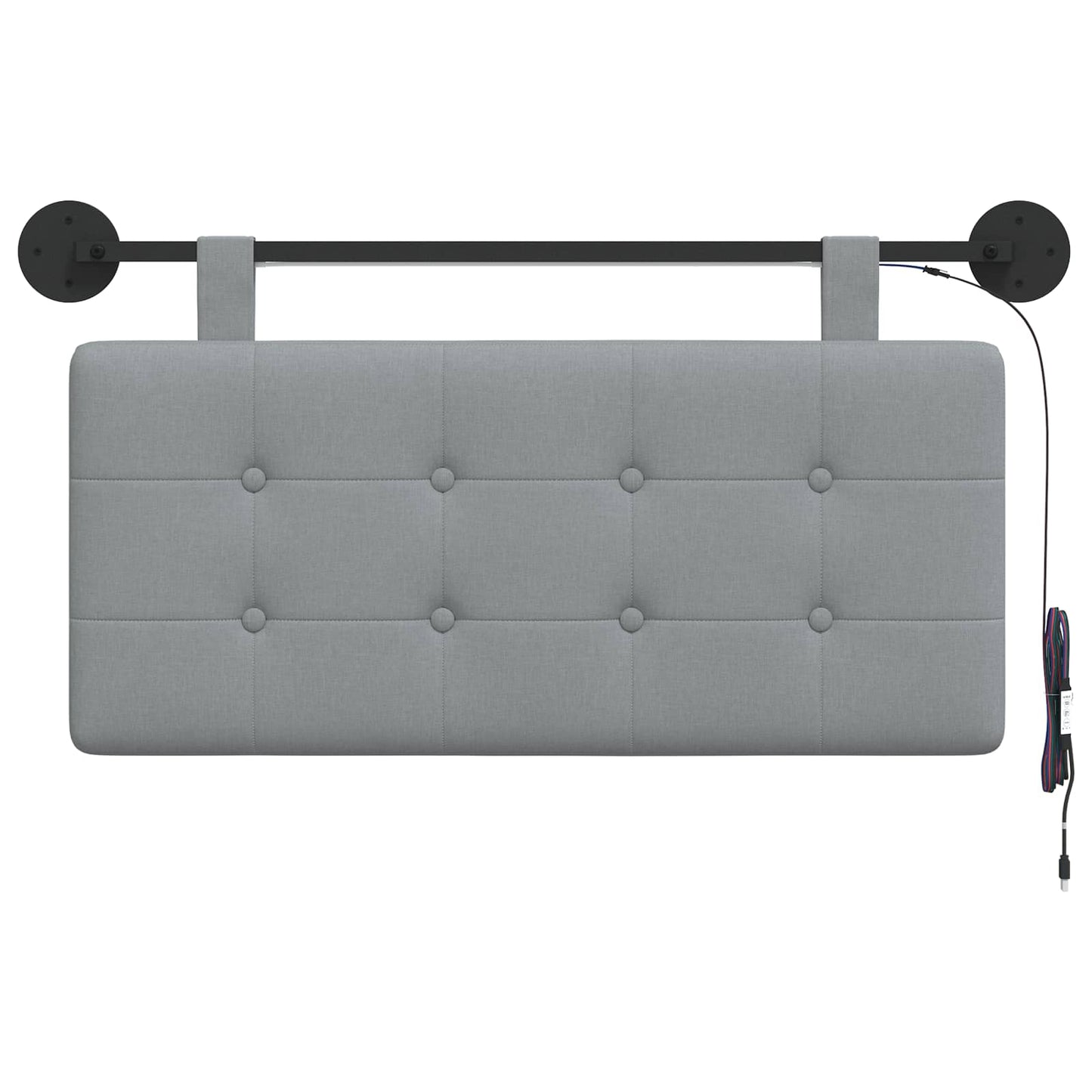 Hangend hoofdbord Met LED-verlichting Lichtgrijs Stof
