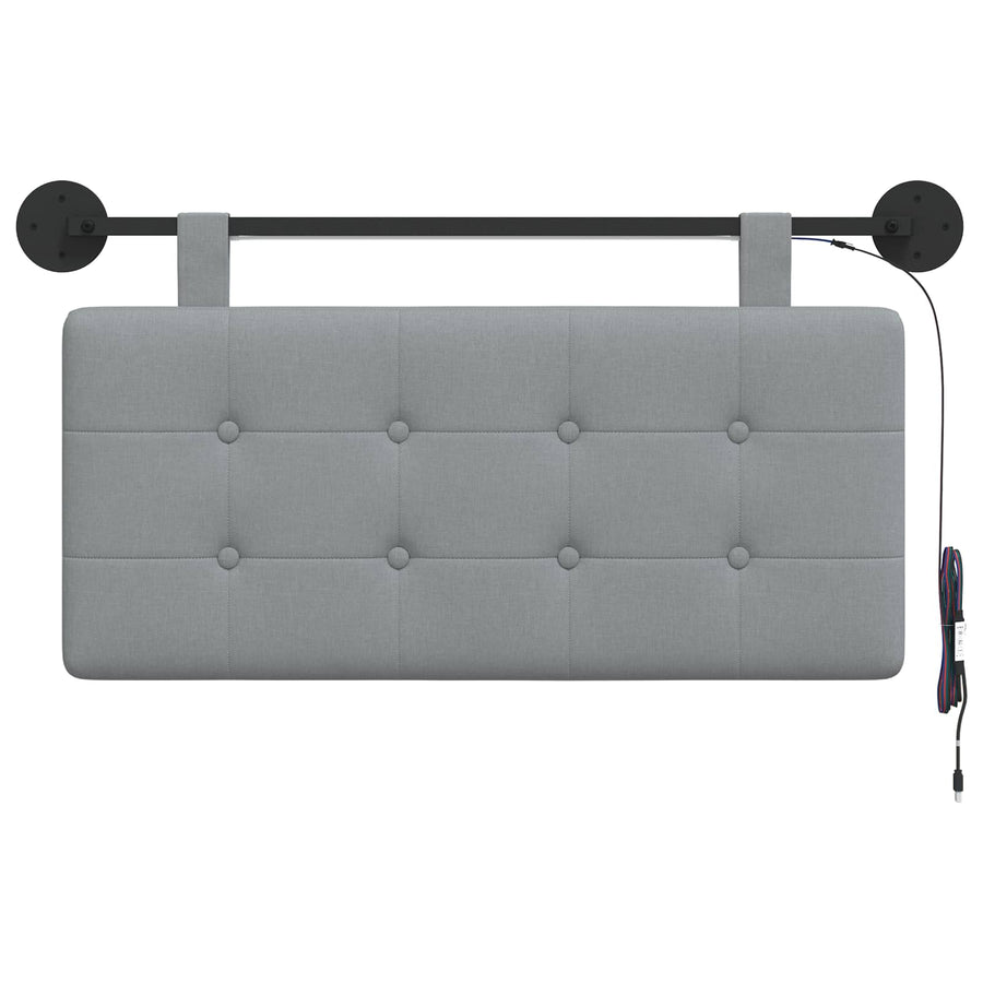 Hangend hoofdbord Met LED-verlichting Lichtgrijs Stof