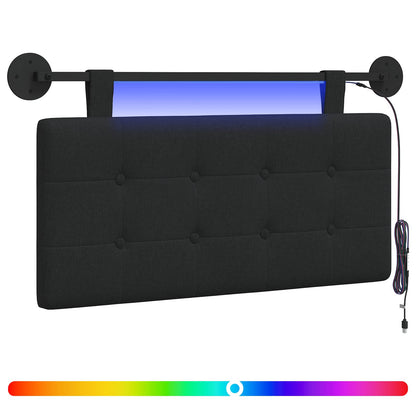 Hangend hoofdbord Met LED-verlichting Zwart Stof