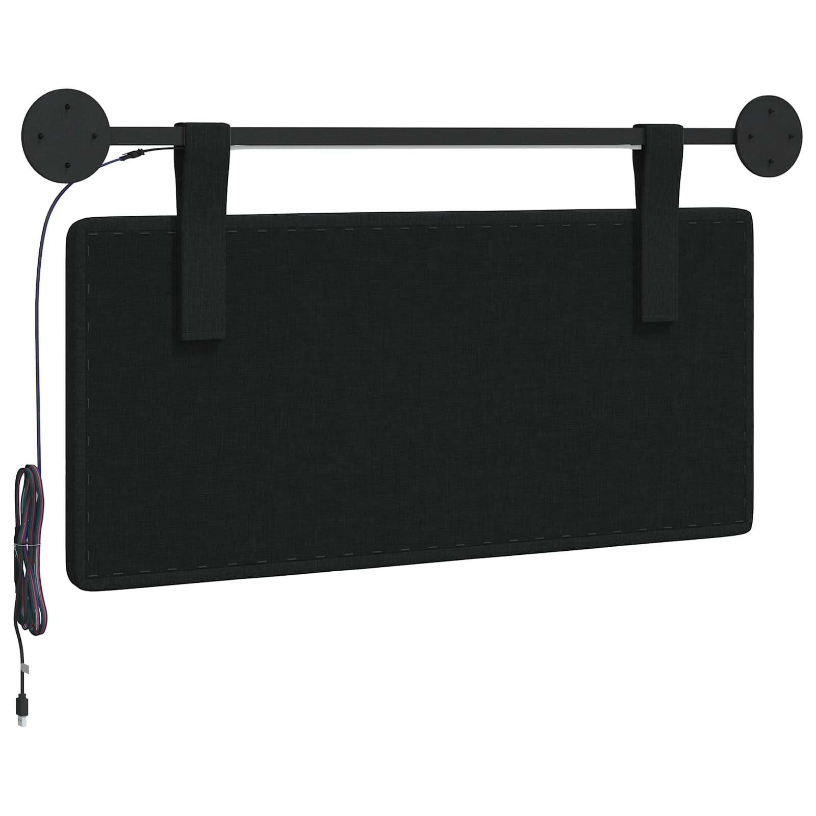 Hangend hoofdbord Met LED-verlichting Zwart Stof