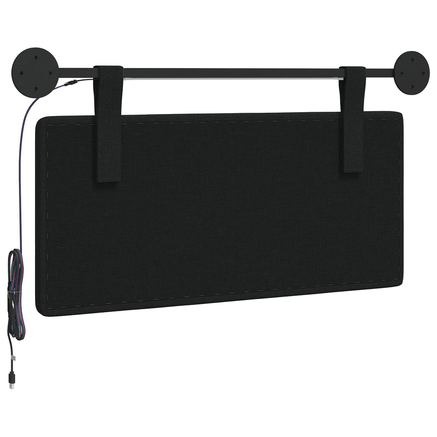 Hangend hoofdbord Met LED-verlichting Zwart Stof