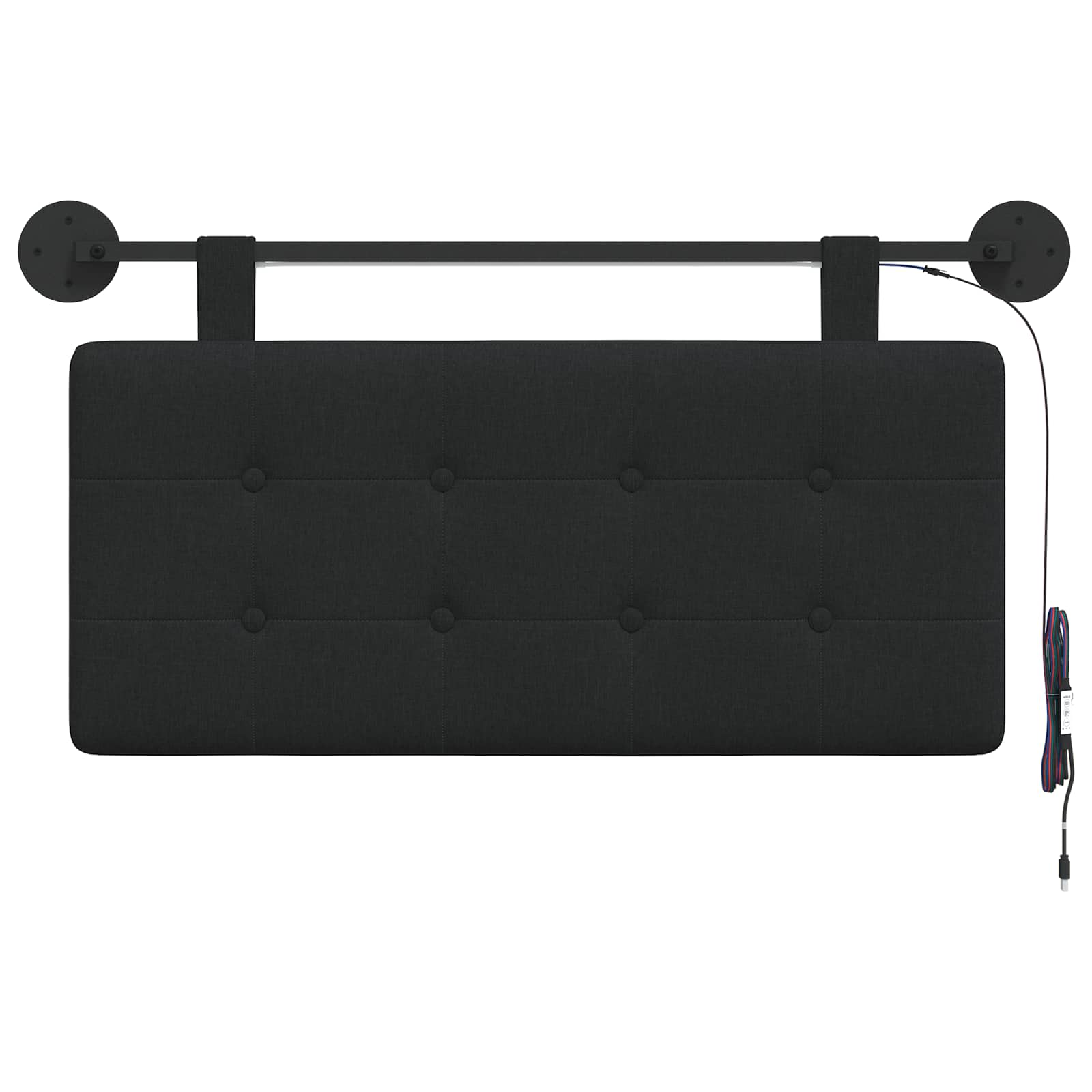 Hangend hoofdbord Met LED-verlichting Zwart Stof