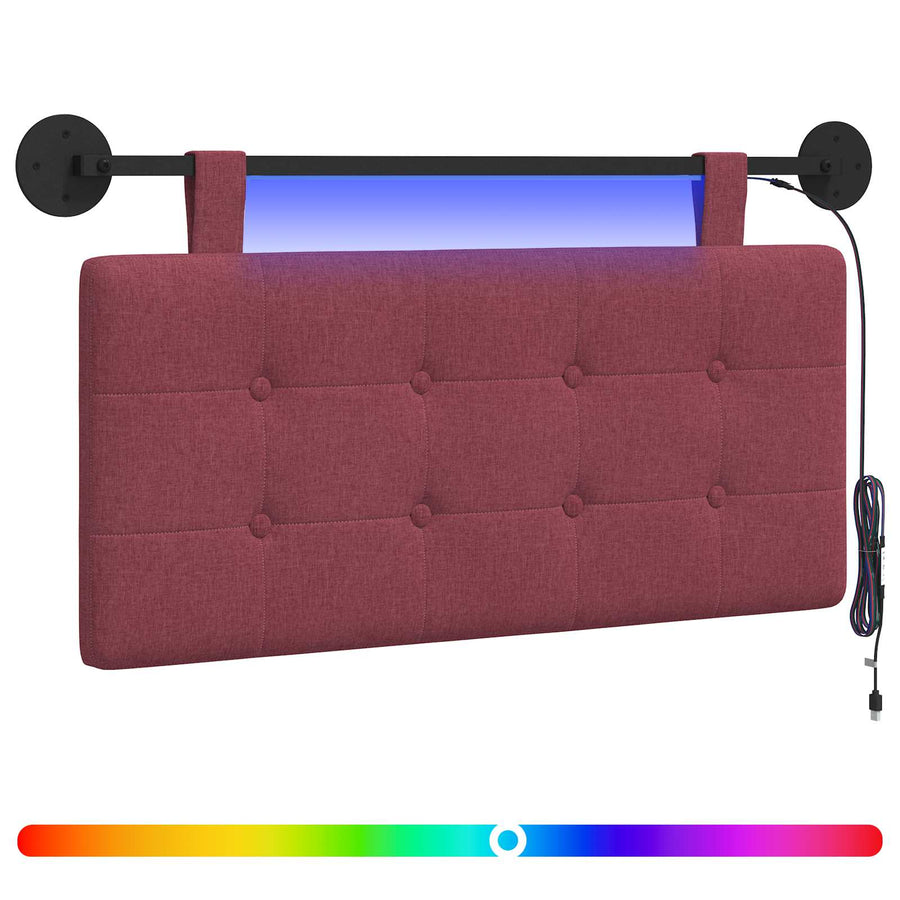 Hangend hoofdbord Met LED-verlichting Wijnrood Stof
