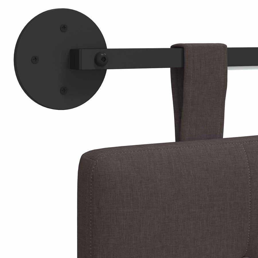 Hangend hoofdbord Met LED-verlichting Donkerbruin Stof