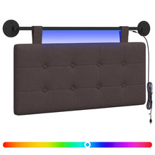 Hangend hoofdbord Met LED-verlichting Donkerbruin Stof