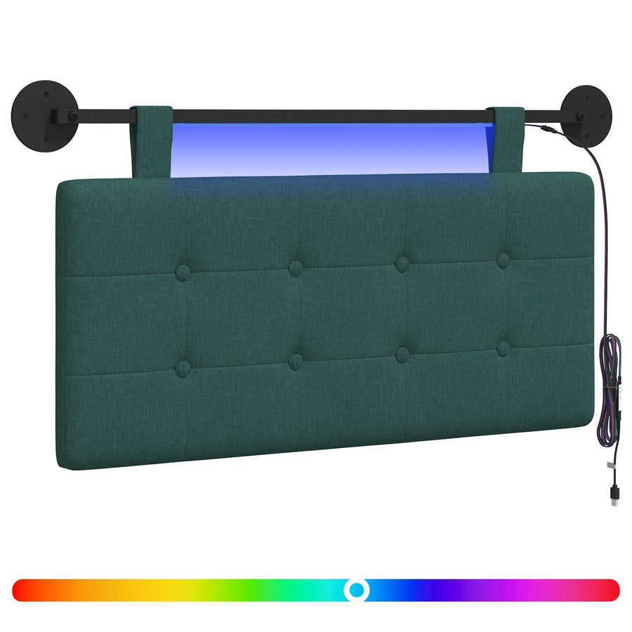 Hangend hoofdbord Met LED-verlichting Donkergroen Stof