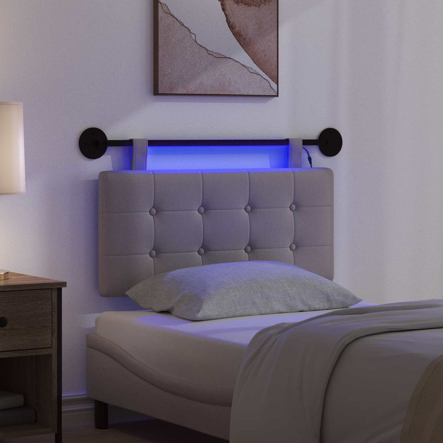 Hangend hoofdbord Met LED-verlichting Taupe Stof